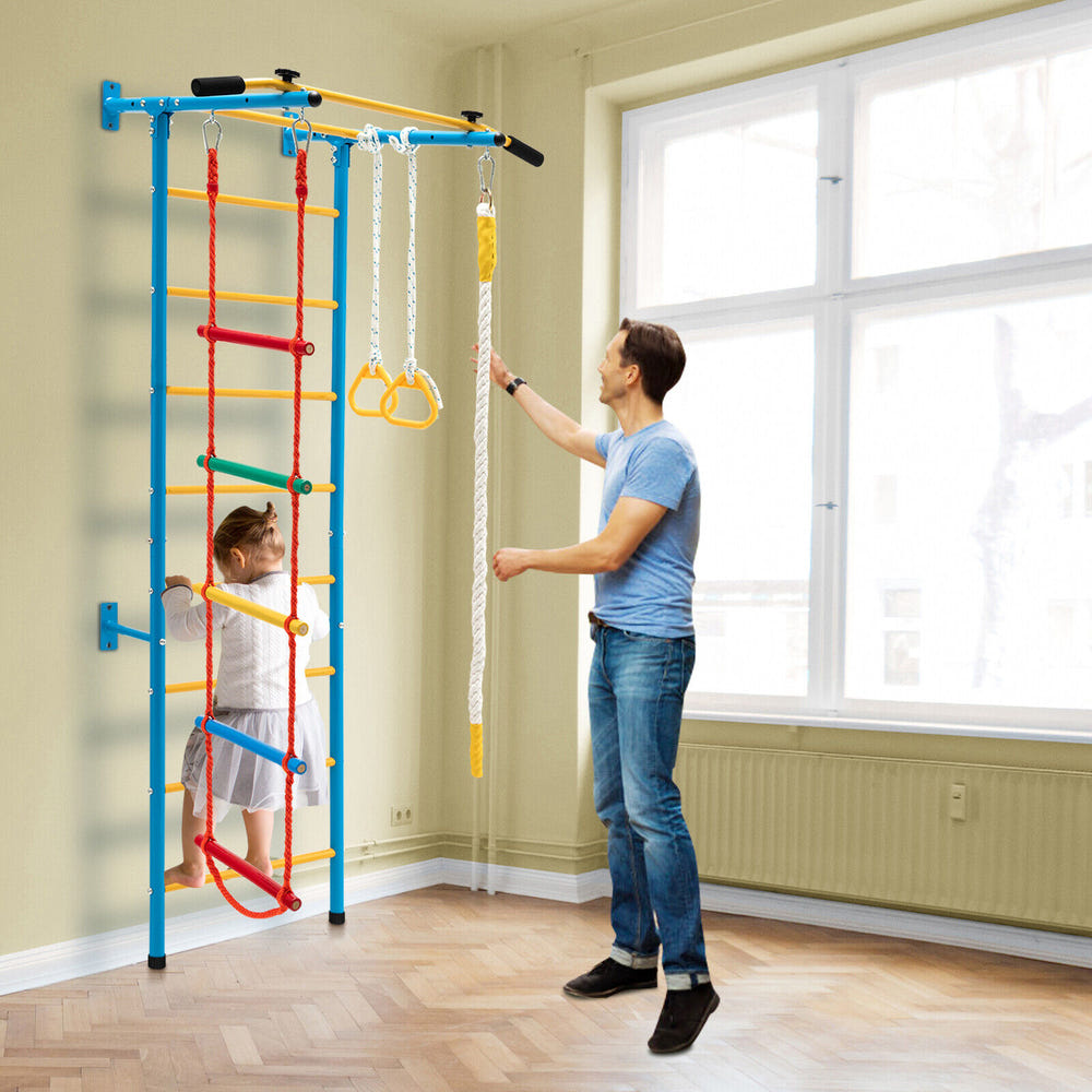 7 In 1 Kids Indoor Gym Playground Swedish Wall Ladder for Solid Wall