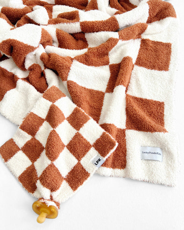 Checkered Plush Lovey | Copper - MOOGCO Baby