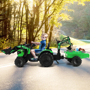 12V 3 in 1 Kids Ride On Excavator with Shovel Bucket and Music - Fun toy for outdoor play and imaginative adventures.