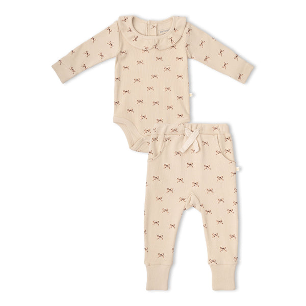 Organic Ruffle Collar Onesie & Pants Set - Tiny Bows