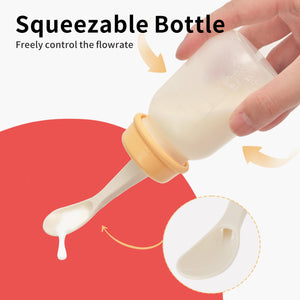 Pigeon Baby Weaning Spoon with Squeeze Bottle with Cleaning Brush 4 Oz(6 Months+)