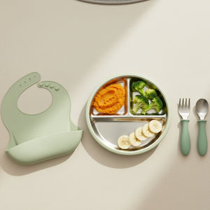 Stainless Steel Toddler Feeding Set 12+ Months- Sage Green