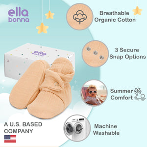 Muslin Stay On Baby Booties Pink