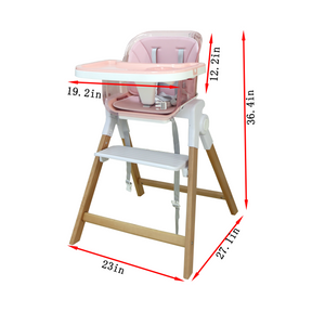 Clover Baby High Chair in indoor setting, showcasing its modern design and adjustable features from angle 2.