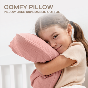 Toddler Pillows with Soft Muslin Pillow Case in Blush