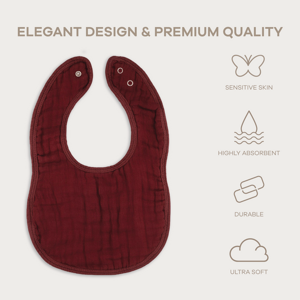 Muslin Bibs in Wine