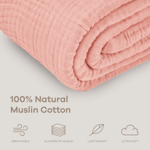 Adult Muslin Blanket in Bold Blush