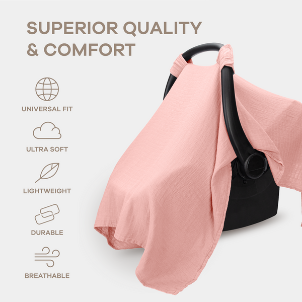 Baby Car Seat Cover in Bold Blush