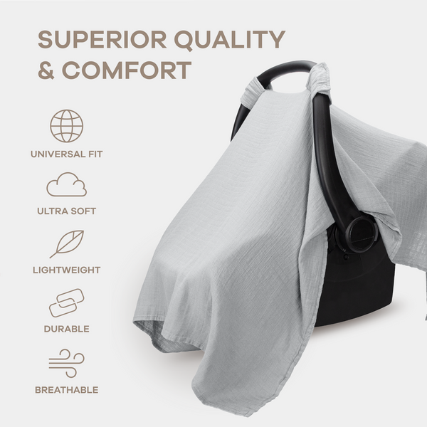 Baby Car Seat Cover in Heather Blue