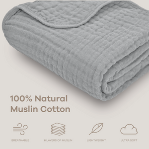 Baby Muslin Blanket in Heather Blue