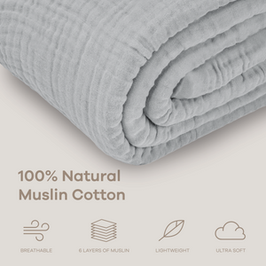 Adult Muslin Blanket in Heather Blue