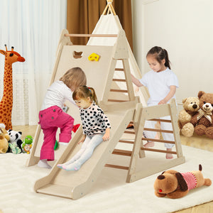 3-In 1 Jungle Gym Indoor Playground with Extended Slide for Toddlers