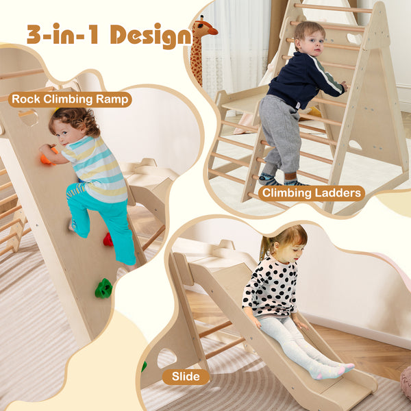 3-In 1 Jungle Gym Indoor Playground with Extended Slide for Toddlers