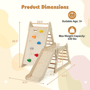 3-In 1 Jungle Gym Indoor Playground with Extended Slide for Toddlers