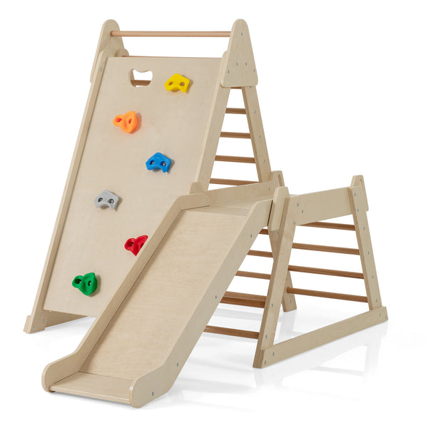3-In 1 Jungle Gym Indoor Playground with Extended Slide for Toddlers