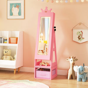 3-in-1 kids jewelry cabinet with lighted mirror, perfect for organizing accessories and enhancing playtime.