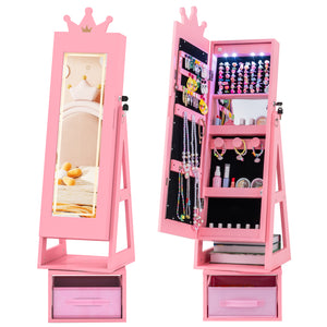 3 In 1 Kids Jewelry Cabinet with lighted mirror, perfect for organizing accessories and enhancing playtime fun.