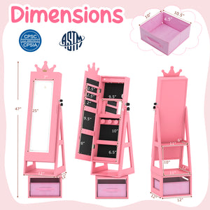 3 In 1 Kids Jewelry Cabinet with lighted mirror, perfect for organizing accessories and adding fun to kids' rooms.