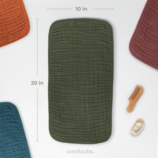 Muslin Burp Cloths in Kelp