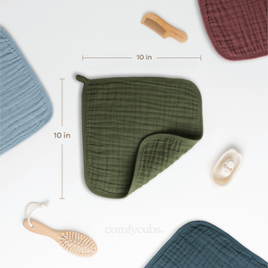 Muslin Washcloths in Kelp