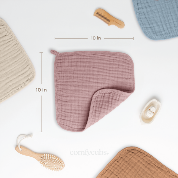 Muslin Washcloths in Mauve