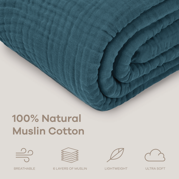 Adult Muslin Blanket in Neptune