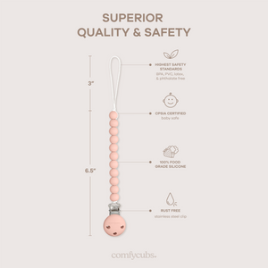 Comfy Cubs Pacifier Clips 2-Pack Pink Blush Silicone Beads