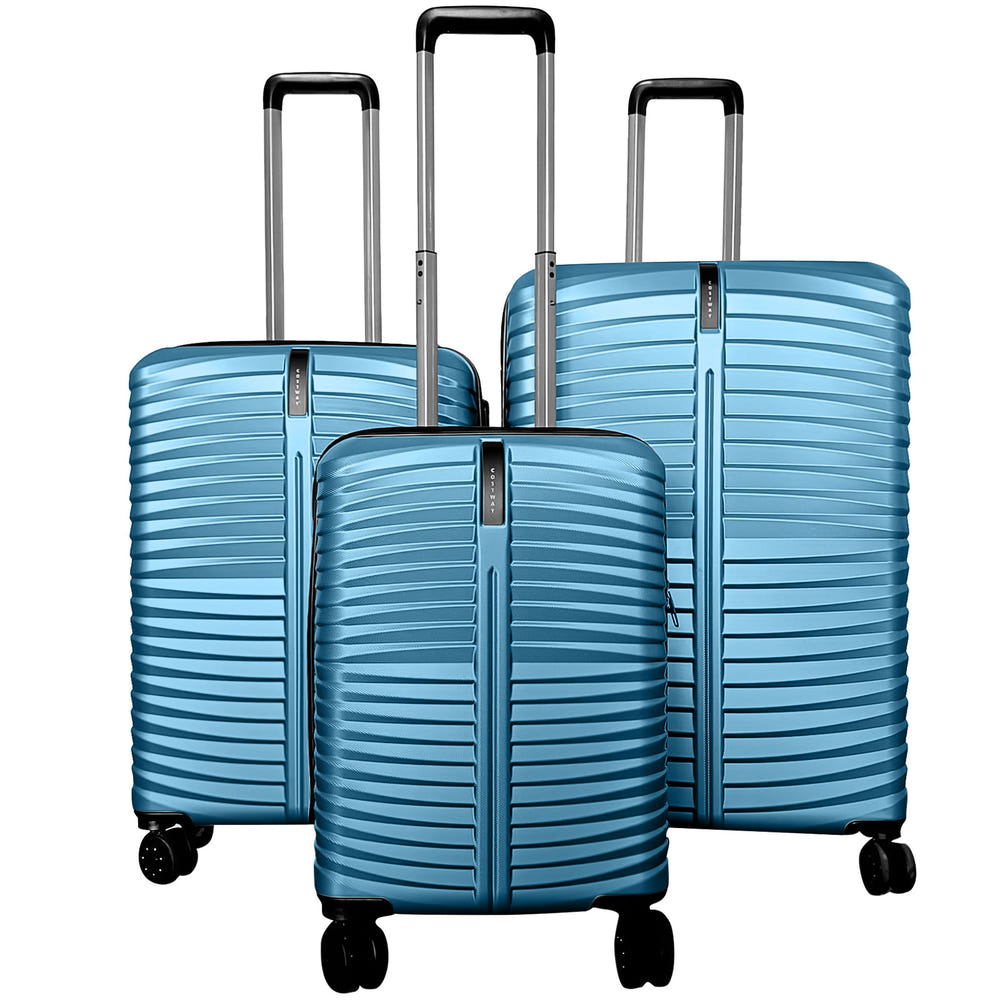 Lightweight 3-piece hardside luggage set for kids, 20/24/28 inches, featuring 8-spinner wheels for easy travel.