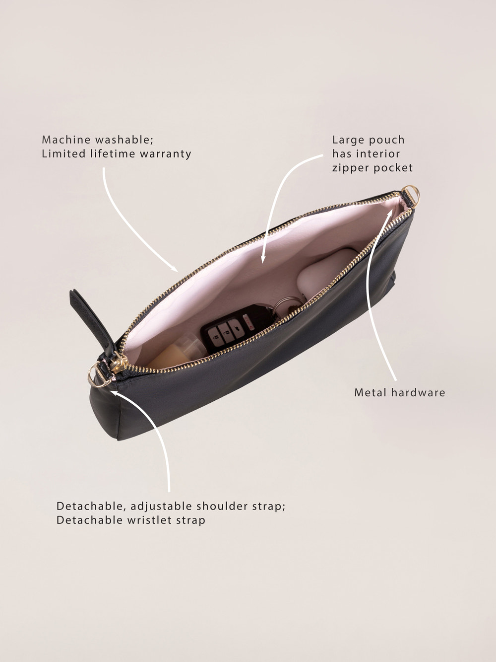 3-Piece Pouch Clutch Purse Set - Black - MOOGCO Baby