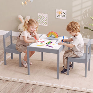 3-Piece Toddler Activity Table Set with Solid Rubber Wood Frame