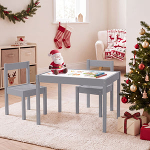 3-Piece Toddler Activity Table Set with Solid Rubber Wood Frame