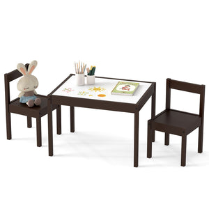 3-Piece Toddler Activity Table Set with Solid Rubber Wood Frame