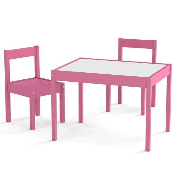3-Piece Toddler Activity Table Set with Solid Rubber Wood Frame