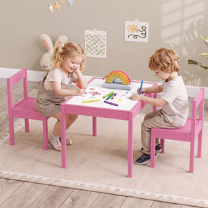 3-Piece Toddler Activity Table Set with Solid Rubber Wood Frame