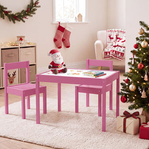 3-Piece Toddler Activity Table Set with Solid Rubber Wood Frame