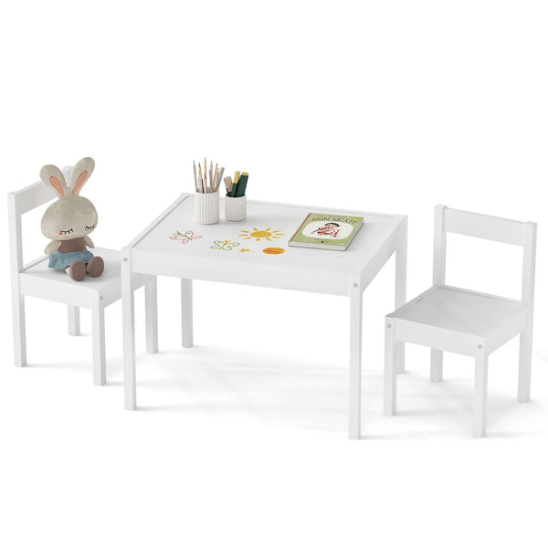3-Piece Toddler Activity Table Set with Solid Rubber Wood Frame