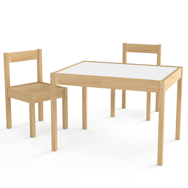 3-Piece Toddler Activity Table Set with Solid Rubber Wood Frame