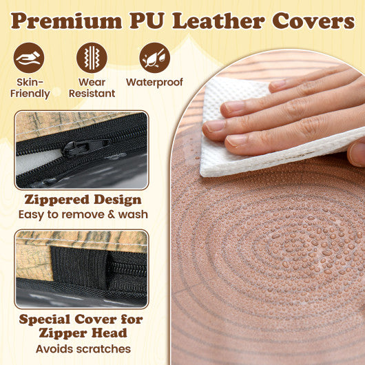 3-Piece Tree Stump Stool Set with Wood Printing Nature Decoration-Natural