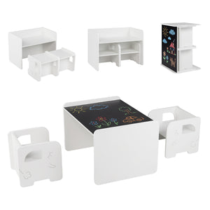 3 Pieces Kids Table and Chair Set with Space-saving Toddler Table and 2 Chairs