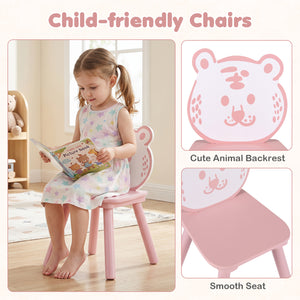 3 Pieces Kids Table and Chairs Set with Animal Patterns for Kids