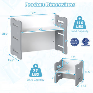 3-Piese Toddler Set with 2 Stools and Activity Table-Gray