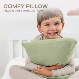 Toddler Pillows with Soft Cotton Pillow Case in Sage