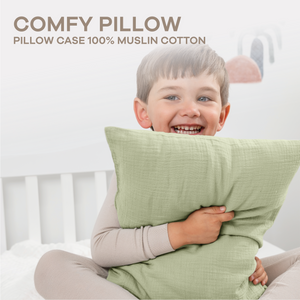 Toddler Pillows with Soft Muslin Pillow Case in Sage