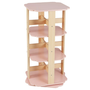 3-Tier Freestanding Corner Toddler Book Rack with 12 Sectors-Pink