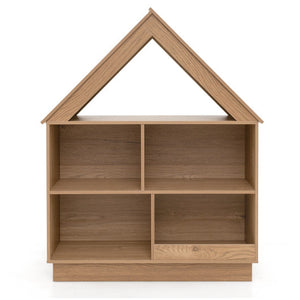 3-Tier House-Shaped Toy Storage Organizer with Open Shelves-Natural