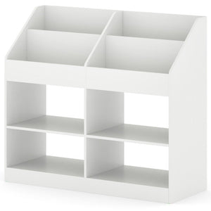 3-Tier Kid's Bookshelf Toy Storage Organizer with Display Rack and 4 Compartments-White