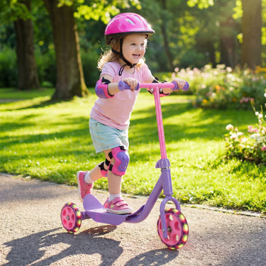 3 Wheels Scooter for Kids Age 2+ with LED Light-Up Wheels and Wide Anti-Slip Deck-Purple