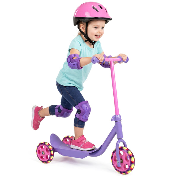 3 Wheels Scooter for Kids Age 2+ with LED Light-Up Wheels and Wide Anti-Slip Deck-Purple