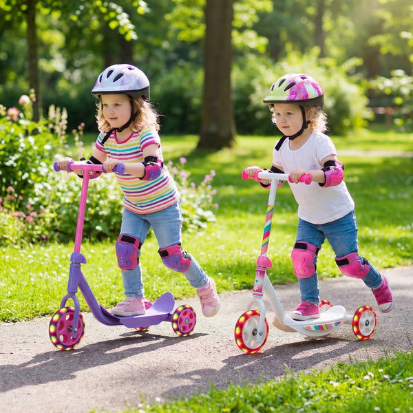 3 Wheels Scooter for Kids Age 2+ with LED Light-Up Wheels and Wide Anti-Slip Deck-Purple