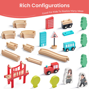 Tiny Land® Wooden Train Set for Children 39 Pcs
